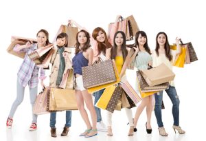 Happy women shopping